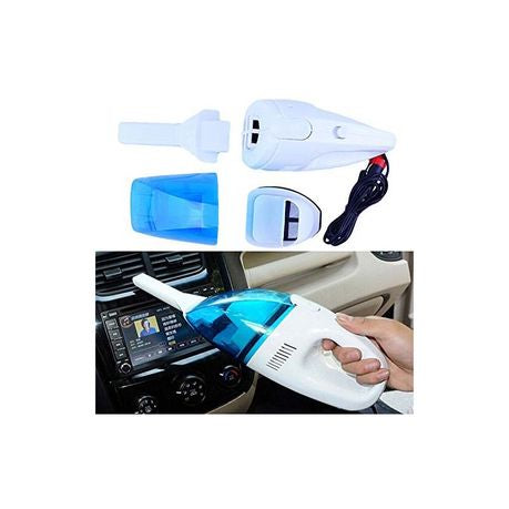 Swank Car Vacuum Cleaner DC 12v Portable Handheld Car Vacuum Wet & Dry Auto Vac with Extra Long Power Cord - White & Blue