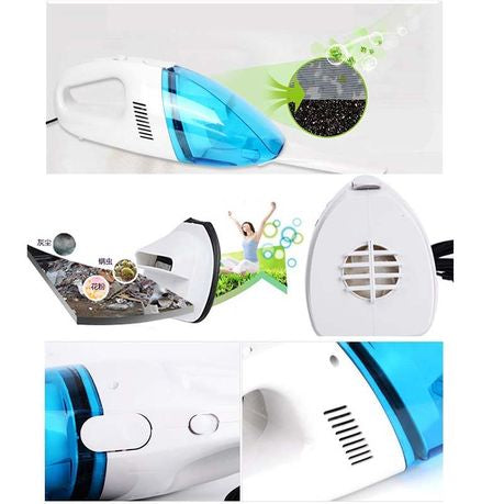 Swank Car Vacuum Cleaner DC 12v Portable Handheld Car Vacuum Wet & Dry Auto Vac with Extra Long Power Cord - White & Blue