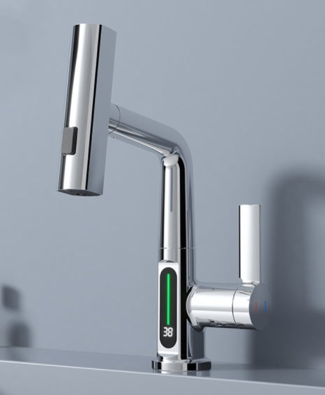 Intelligent Digital Display Faucet Pull-out Basin Faucet Digital Display Rotation