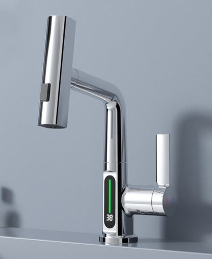 Intelligent Digital Display Faucet Pull-out Basin Faucet Digital Display Rotation