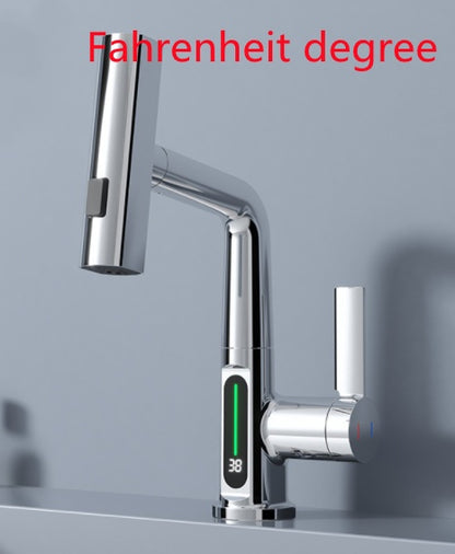 Intelligent Digital Display Faucet Pull-out Basin Faucet Digital Display Rotation