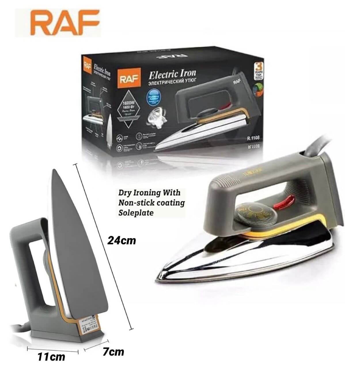 RAF Electronic Dry Iron 1600w
