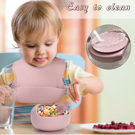 6 Piece BPA Free Silicone Baby Feeding Set with Suction Bowl, Bib & Sippy Cup