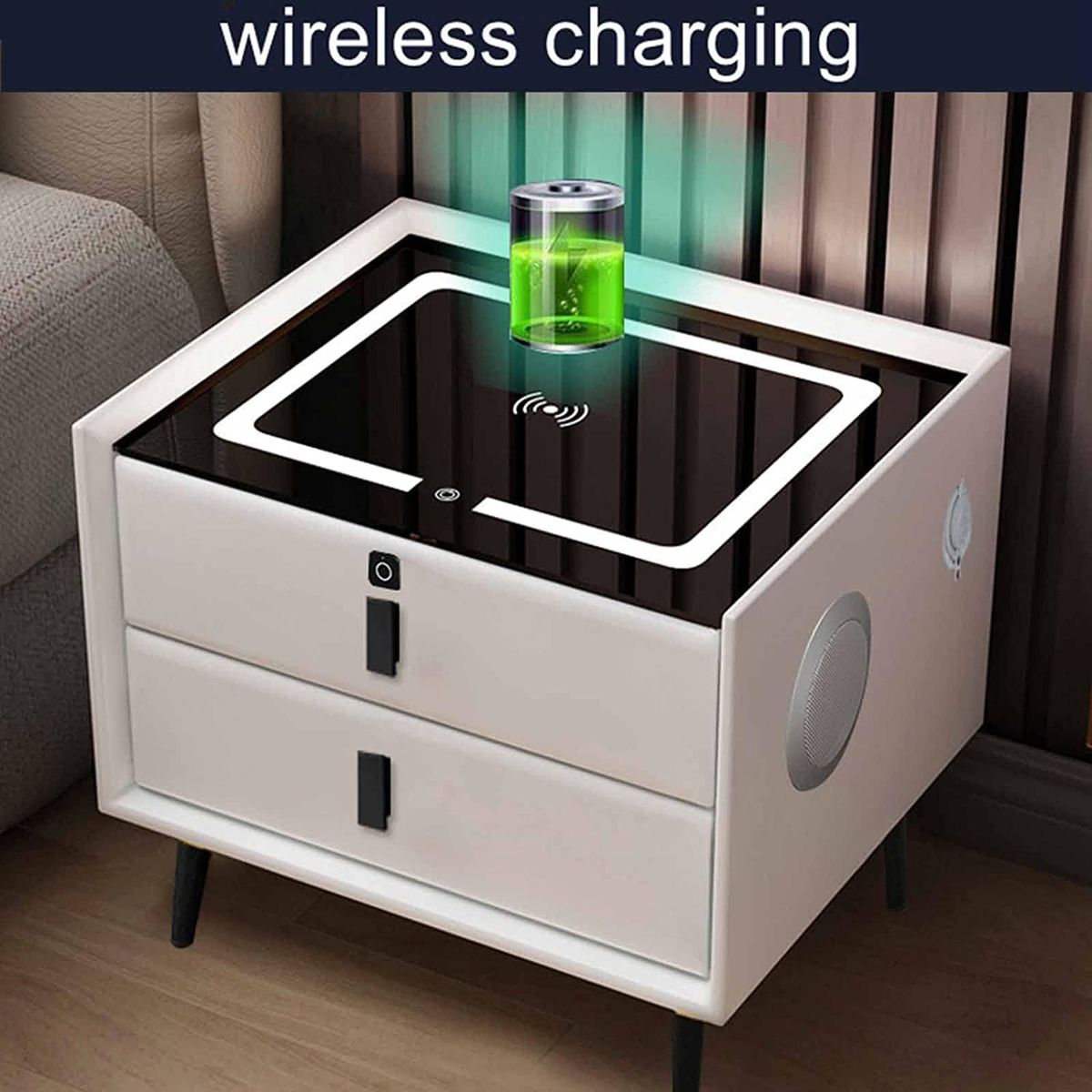 Smart Bedside Table with Charging Station