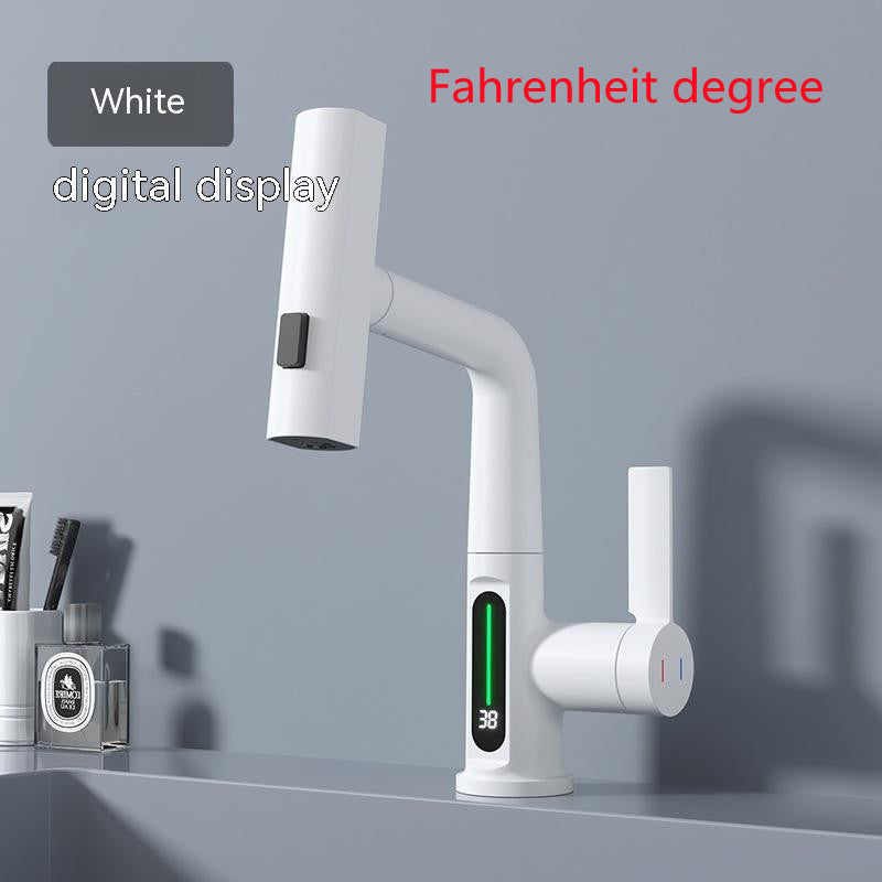 Intelligent Digital Display Faucet Pull-out Basin Faucet Digital Display Rotation