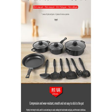 13Pcs Non-Stick Cookware Set With Comfort Handle For Home & Kitchen