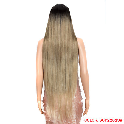 Long Straight Hair Synthetic Fiber Headgear