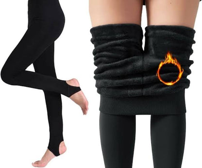 Winter Thermal Leings Women High Waist Stretch Pants-black