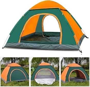 2-Person Waterproof Camping Dome Tent for Outdoor Hiking Survival Orange & Green YJ