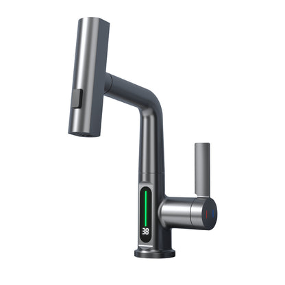 Intelligent Digital Display Faucet Pull-out Basin Faucet Digital Display Rotation