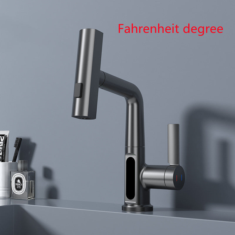 Intelligent Digital Display Faucet Pull-out Basin Faucet Digital Display Rotation